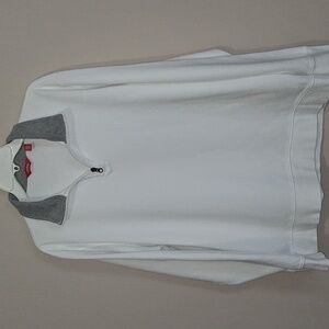 IZOD Mens White and Gray Quarter-Zip Pullover